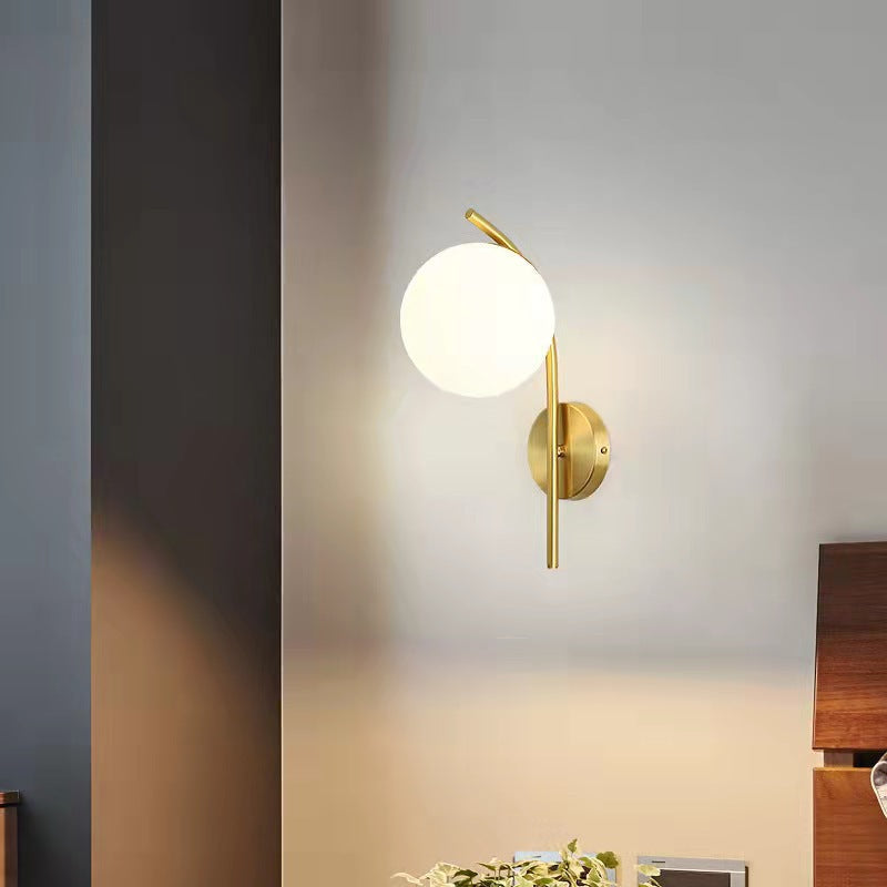 Simplicity Round Glass Copper 1-Light Wall Sconce Lamp