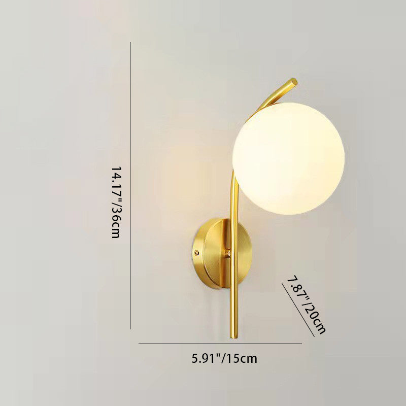 Simplicity Round Glass Copper 1-Light Wall Sconce Lamp