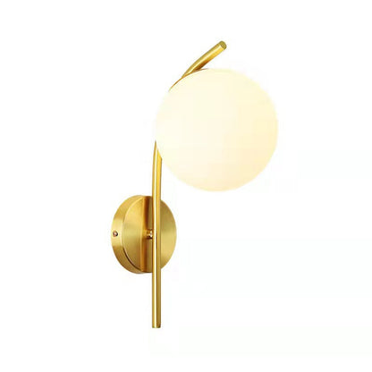 Simplicity Round Glass Copper 1-Light Wall Sconce Lamp