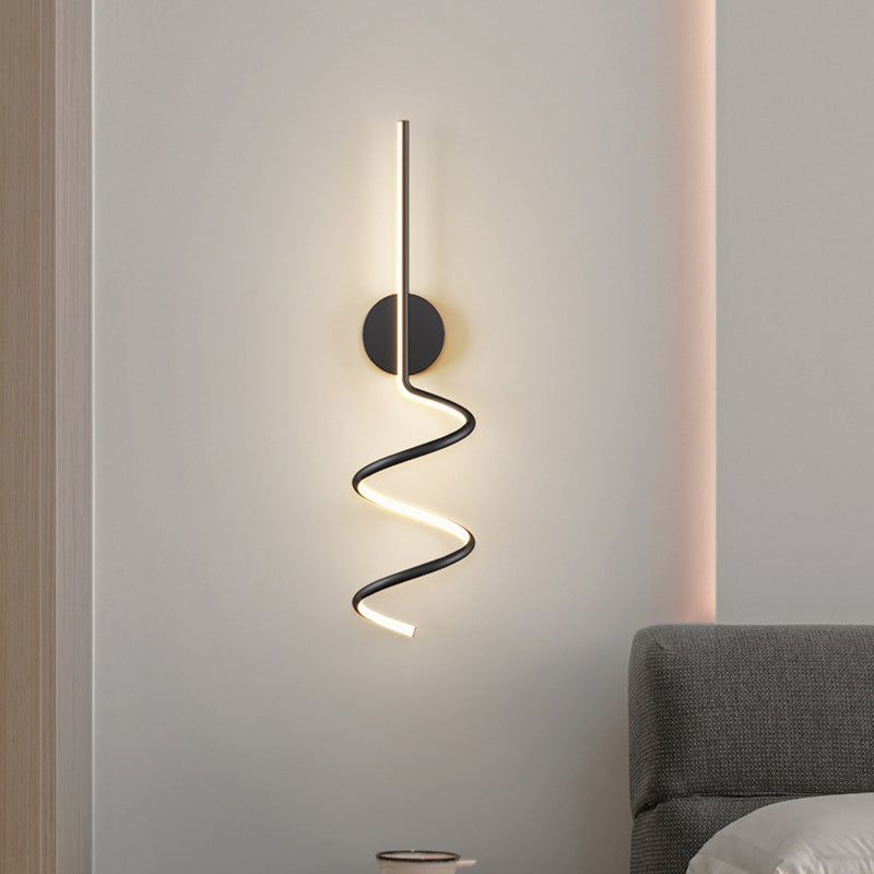 Simplicity Iron Long Curved Line LED Wall Sconce Lamp