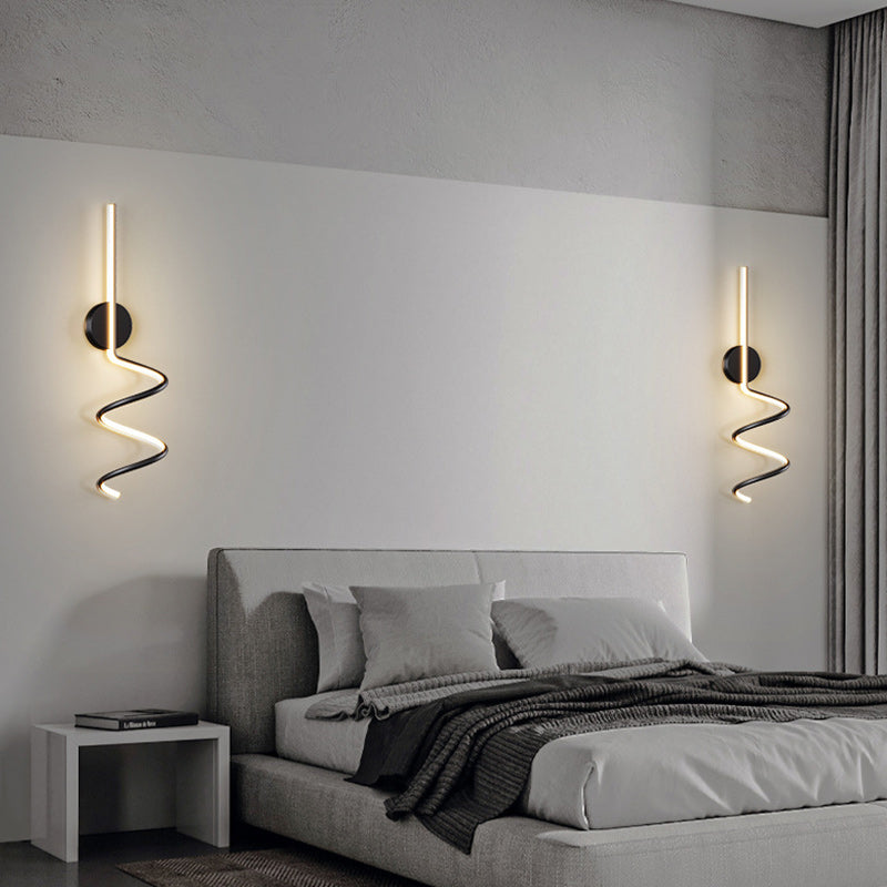 Simplicity Iron Long Curved Line LED Wall Sconce Lamp