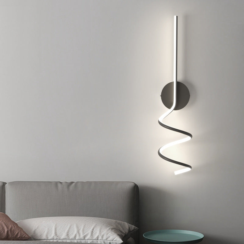 Simplicity Iron Long Curved Line LED Wall Sconce Lamp
