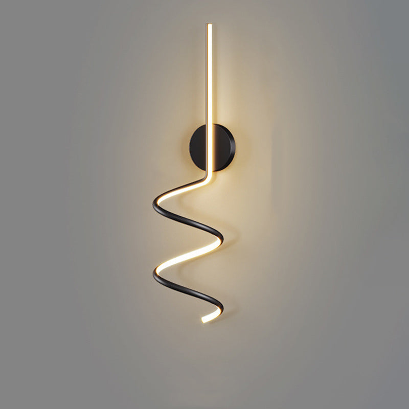 Simplicity Iron Long Curved Line LED Wall Sconce Lamp