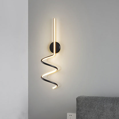 Simplicity Iron Long Curved Line LED Wall Sconce Lamp