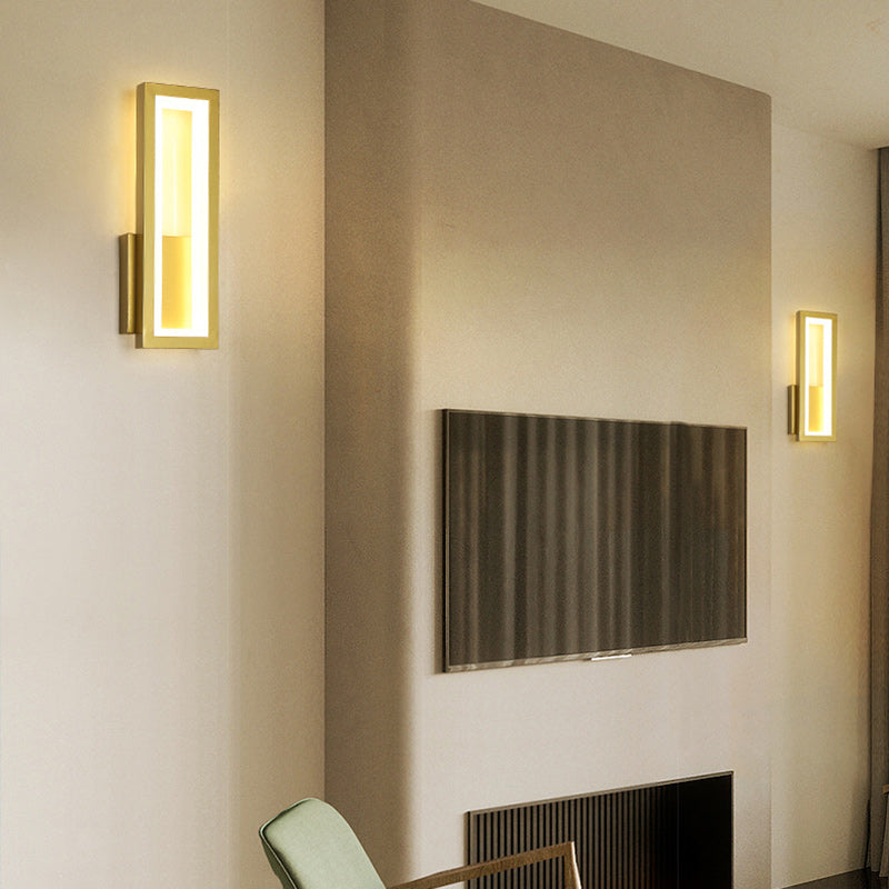 Minimalist Iron Acrylic Rectangle LED Wall Sconce Lamp