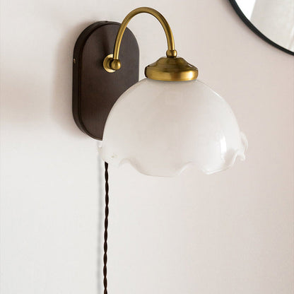 Contemporary Retro Glass Wood 1 - Light Wall Sconce Lamp