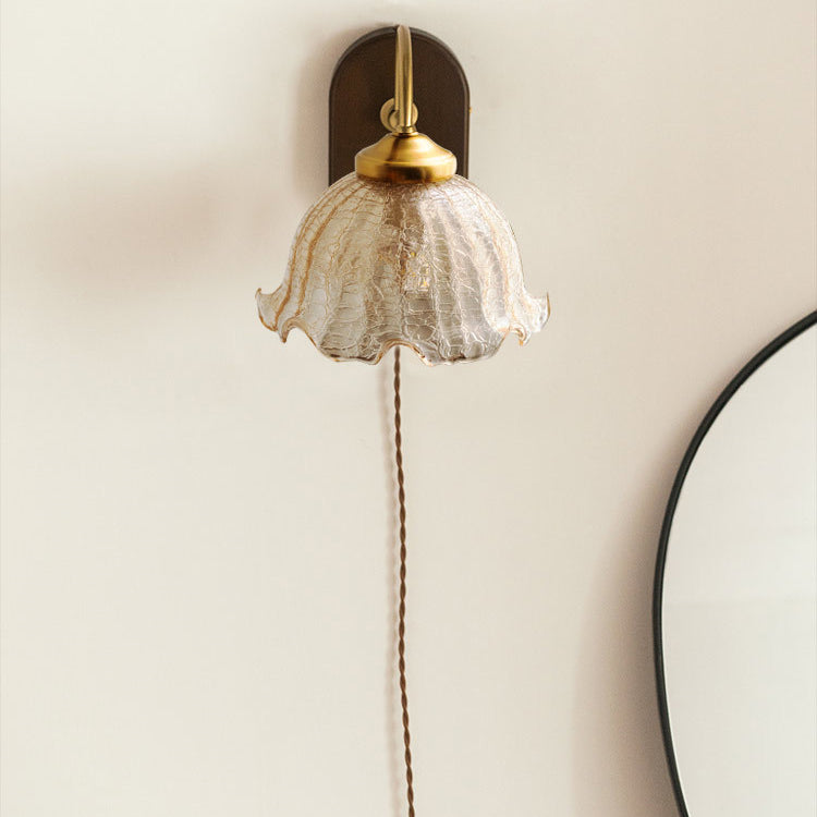 Contemporary Retro Glass Wood 1 - Light Wall Sconce Lamp