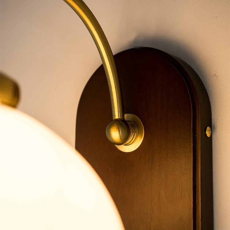 Contemporary Retro Glass Wood 1 - Light Wall Sconce Lamp