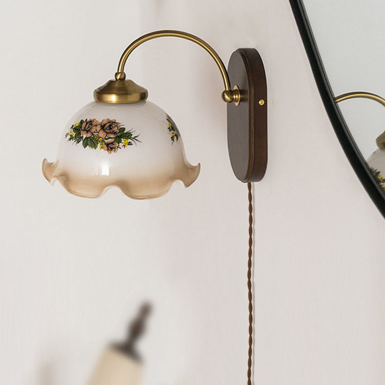 Contemporary Retro Glass Wood 1 - Light Wall Sconce Lamp