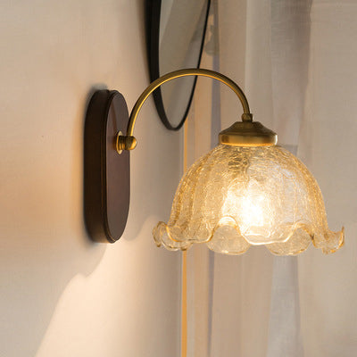 Contemporary Retro Glass Wood 1 - Light Wall Sconce Lamp