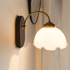 Contemporary Retro Glass Wood 1 - Light Wall Sconce Lamp