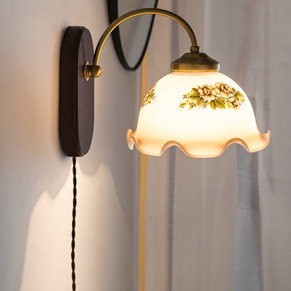 Contemporary Retro Glass Wood 1 - Light Wall Sconce Lamp