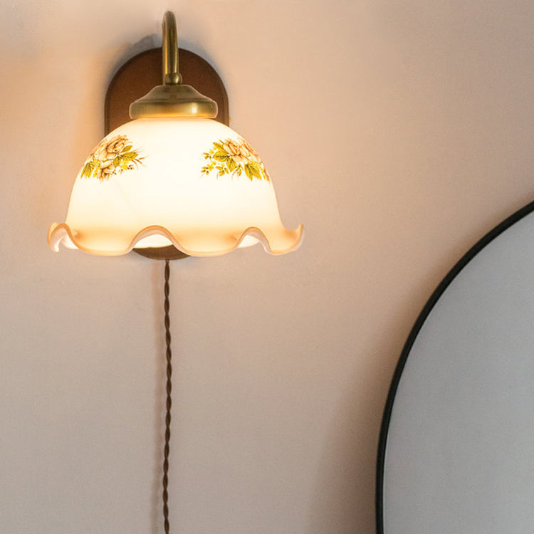 Contemporary Retro Glass Wood 1 - Light Wall Sconce Lamp