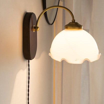 Contemporary Retro Glass Wood 1 - Light Wall Sconce Lamp