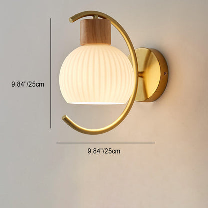 Contemporary Nordic Glass Wood 1- Light Wall Sconce Lamp
