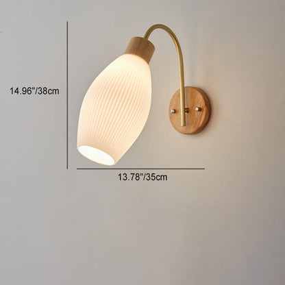 Contemporary Nordic Glass Wood 1- Light Wall Sconce Lamp