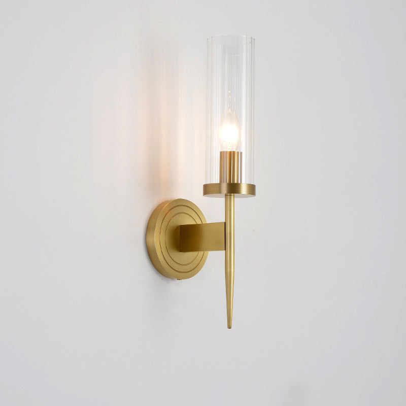 Copper Glass Cylinder 1/2 - Light Wall Sconce Lamp