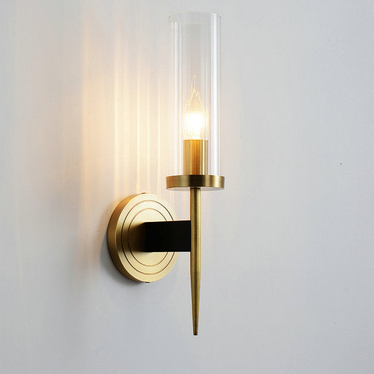 Copper Glass Cylinder 1/2 - Light Wall Sconce Lamp