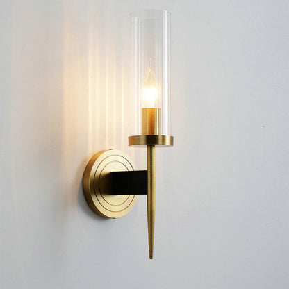 Copper Glass Cylinder 1/2 - Light Wall Sconce Lamp
