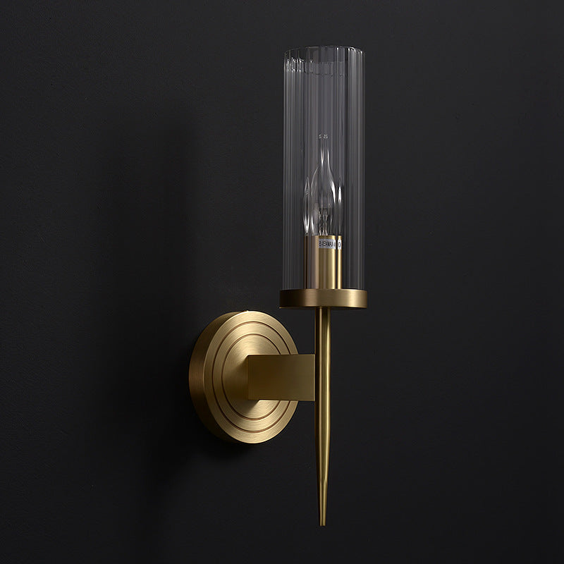 Copper Glass Cylinder 1/2 - Light Wall Sconce Lamp