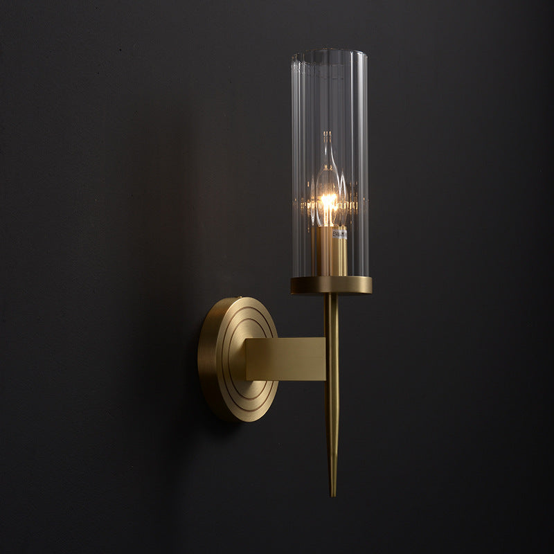 Copper Glass Cylinder 1/2 - Light Wall Sconce Lamp