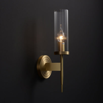 Copper Glass Cylinder 1/2 - Light Wall Sconce Lamp