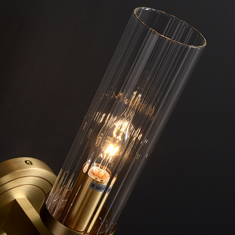 Copper Glass Cylinder 1/2 - Light Wall Sconce Lamp