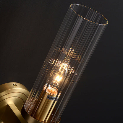 Copper Glass Cylinder 1/2 - Light Wall Sconce Lamp