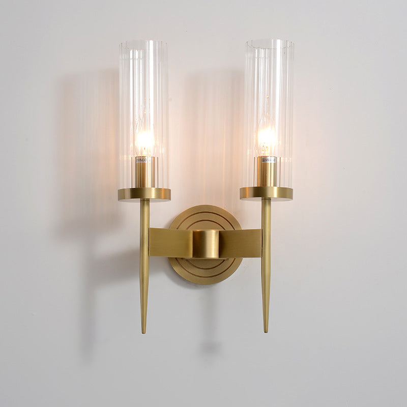 Copper Glass Cylinder 1/2 - Light Wall Sconce Lamp