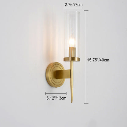 Copper Glass Cylinder 1/2 - Light Wall Sconce Lamp