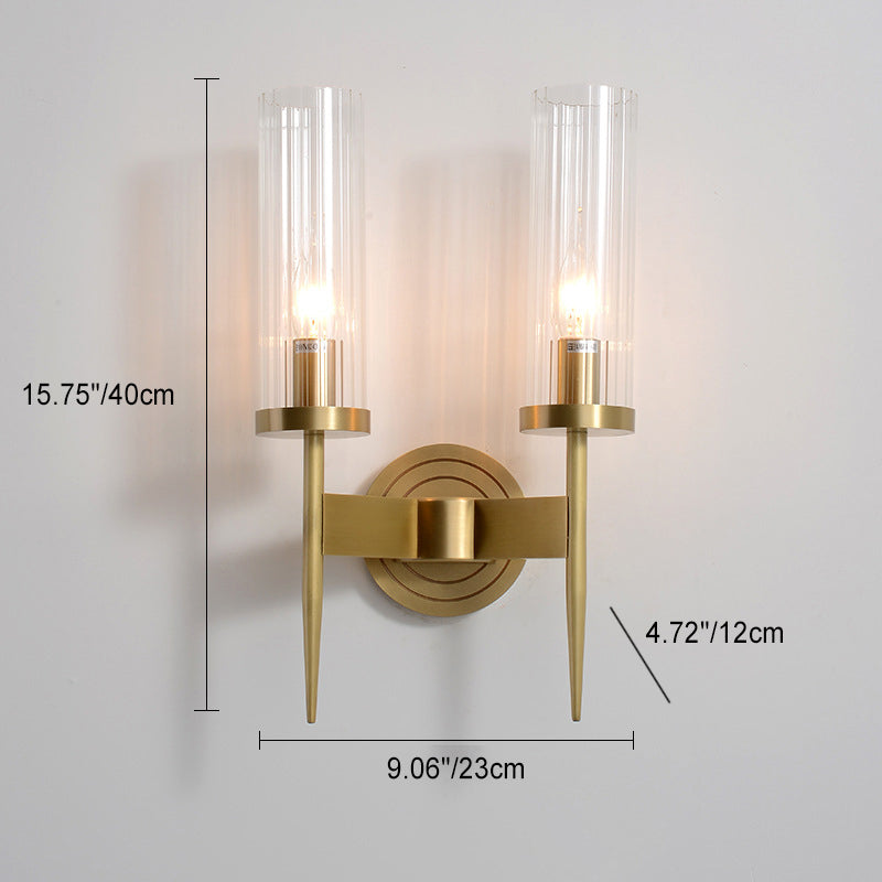 Copper Glass Cylinder 1/2 - Light Wall Sconce Lamp