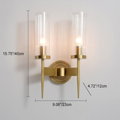 Copper Glass Cylinder 1/2 - Light Wall Sconce Lamp