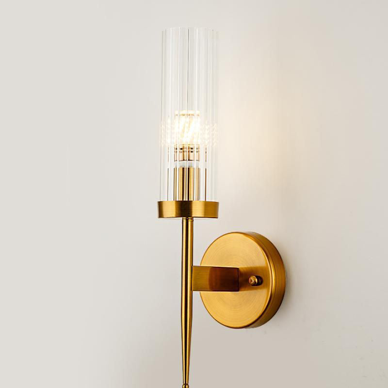 Copper Glass Cylinder 1/2 - Light Wall Sconce Lamp