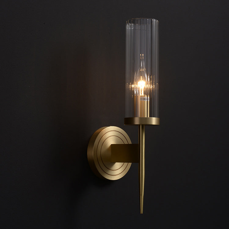 Copper Glass Cylinder 1/2 - Light Wall Sconce Lamp