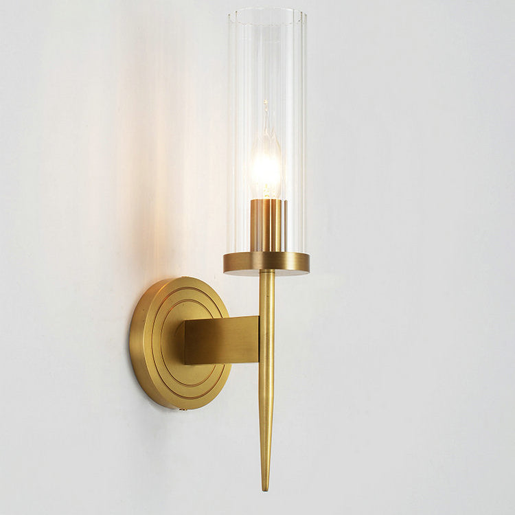 Copper Glass Cylinder 1/2 - Light Wall Sconce Lamp