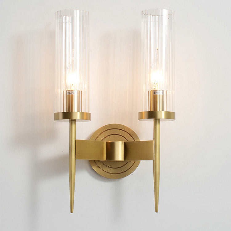 Copper Glass Cylinder 1/2 - Light Wall Sconce Lamp