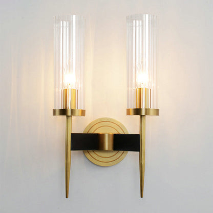 Copper Glass Cylinder 1/2 - Light Wall Sconce Lamp