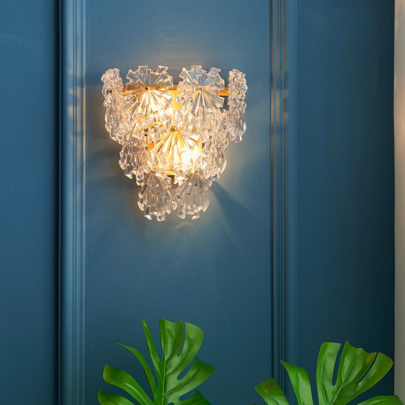 Snowflake Shape Iron Crystal 2 - Light Wall Sconce Lamp