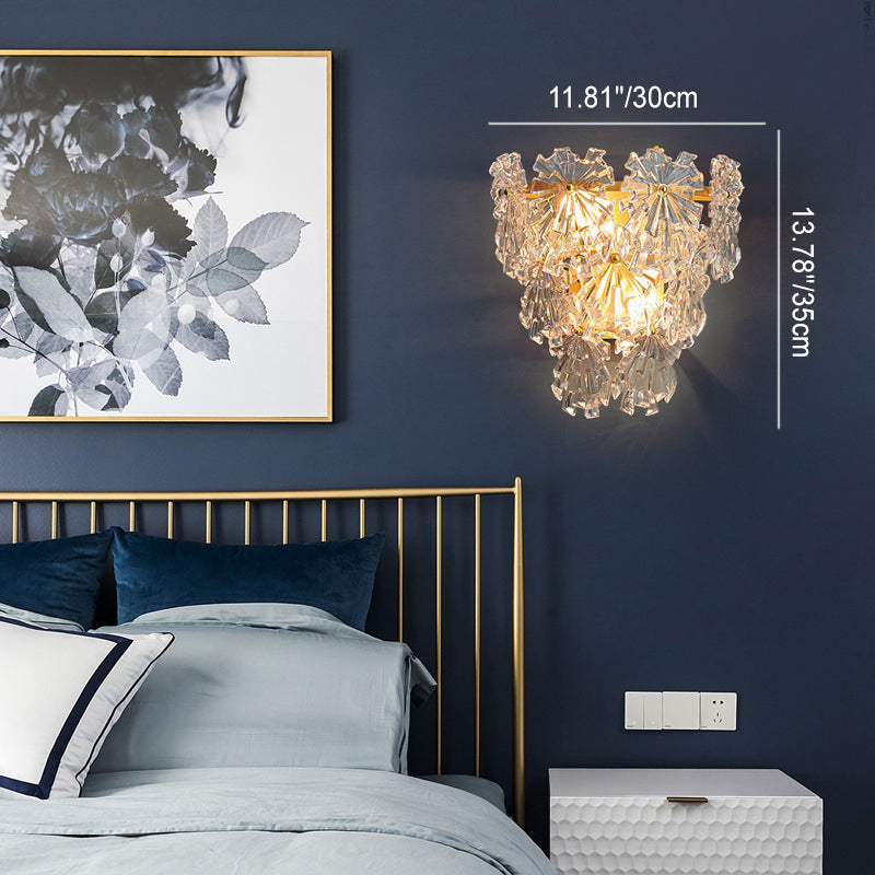 Snowflake Shape Iron Crystal 2 - Light Wall Sconce Lamp