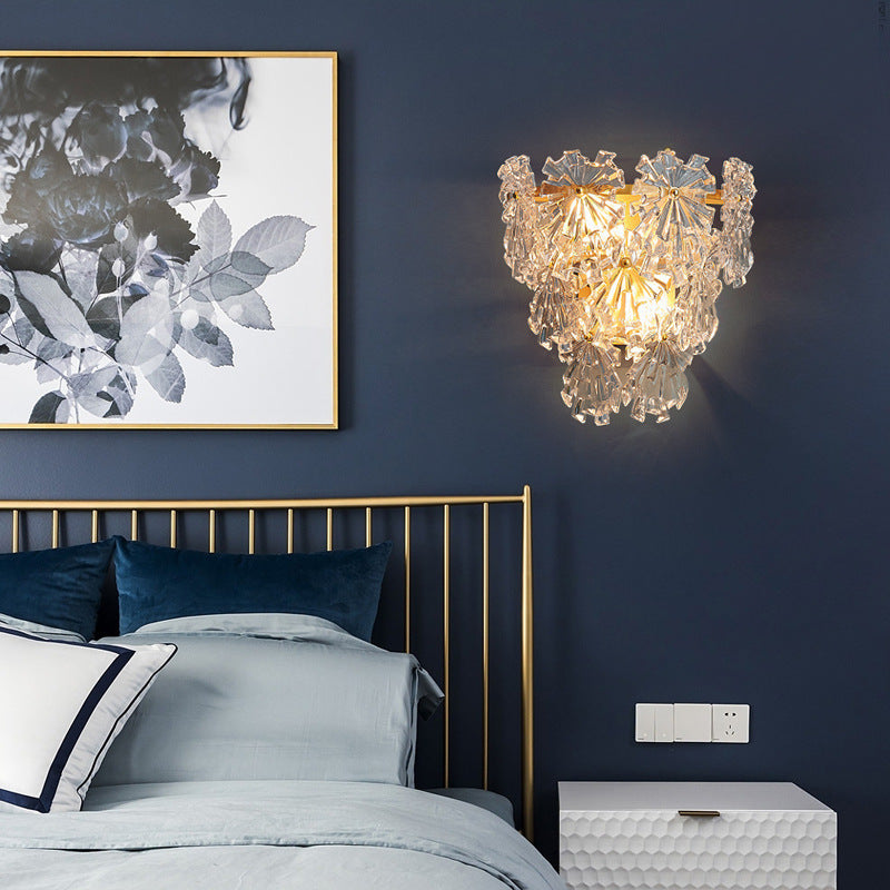 Snowflake Shape Iron Crystal 2 - Light Wall Sconce Lamp