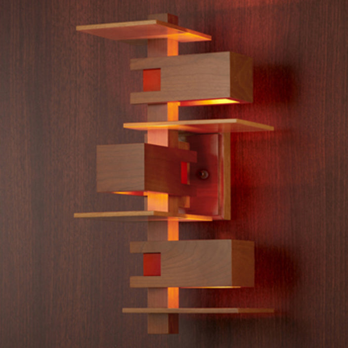 Creative Brick Red Wood 1/3 - Light Wall Sconce Lamp