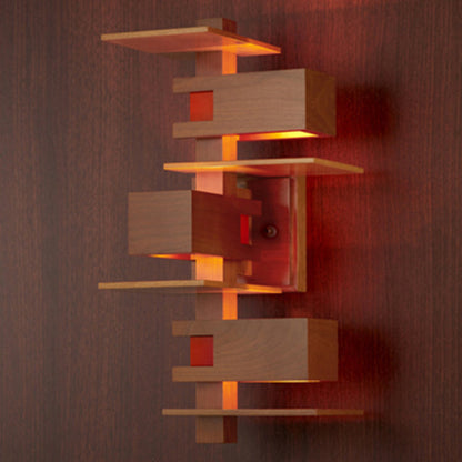 Creative Brick Red Wood 1/3 - Light Wall Sconce Lamp