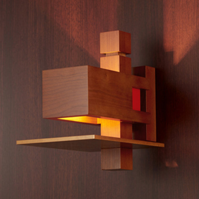 Creative Brick Red Wood 1/3 - Light Wall Sconce Lamp
