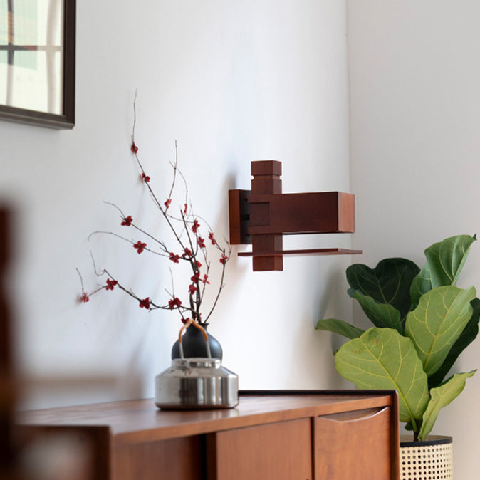 Creative Brick Red Wood 1/3 - Light Wall Sconce Lamp