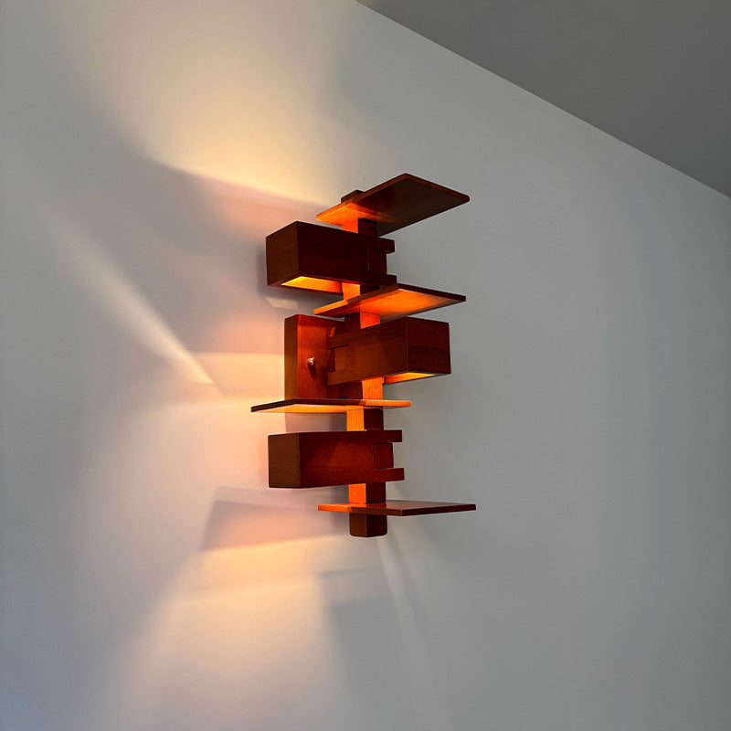 Creative Brick Red Wood 1/3 - Light Wall Sconce Lamp