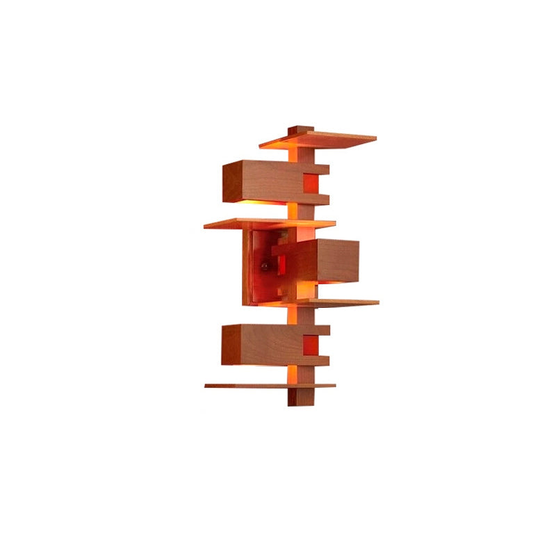 Creative Brick Red Wood 1/3 - Light Wall Sconce Lamp