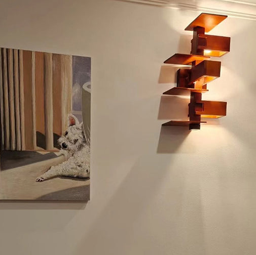 Creative Brick Red Wood 1/3 - Light Wall Sconce Lamp