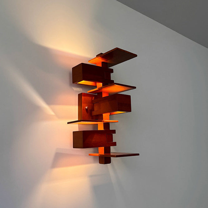Creative Brick Red Wood 1/3 - Light Wall Sconce Lamp