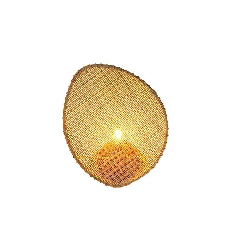 Boho Leaf Shape Hardware Rattan 1 - Light Wall Sconce Lamp