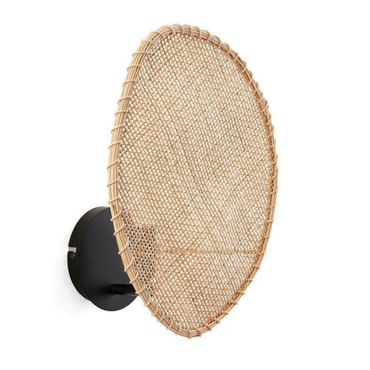 Boho Leaf Shape Hardware Rattan 1 - Light Wall Sconce Lamp